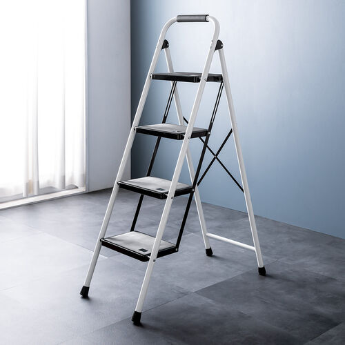 【アウトレット】折りたたみ踏み台 4段 滑り止め 持ち手付き ホワイト