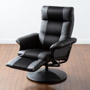 【寝られる椅子】リクライニングチェア オットマン内蔵 360度回転 無段階リクライニング 床キズ防止カバー付き YK-SNC033BK