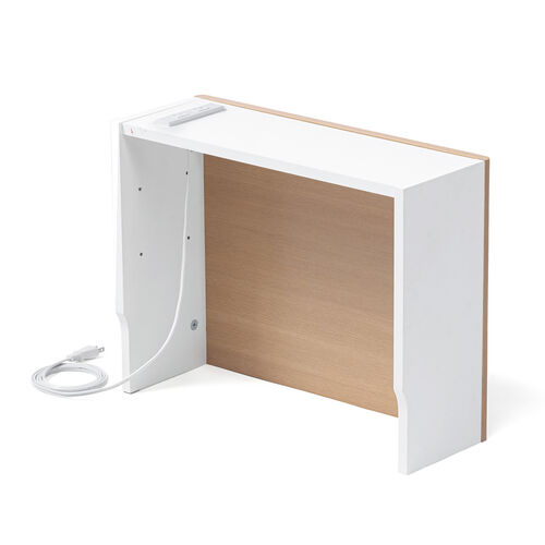 【アウトレット】ルーター収納ボックス・目隠しボックス・ケーブルボックス コンセント付き 木製 スリム 壁面収納 電話台 幅50cm ライトブラウン