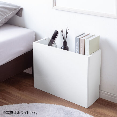 【アウトレット】ルーター収納ボックス・目隠しボックス・ケーブルボックス コンセント付き 木製 スリム 壁面収納 電話台 幅50cm ライトブラウン