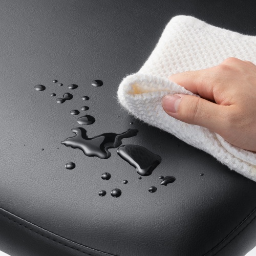 【アウトレット】メッシュチェア ビニールレザー座面 背座一体型ロッキング キャスター付き ブラック