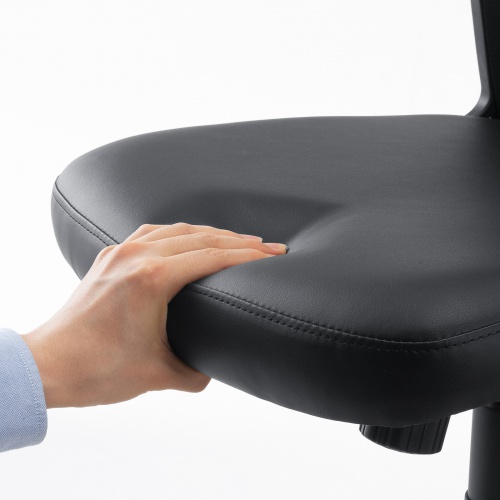 【アウトレット】メッシュチェア ビニールレザー座面 背座一体型ロッキング キャスター付き ブラック