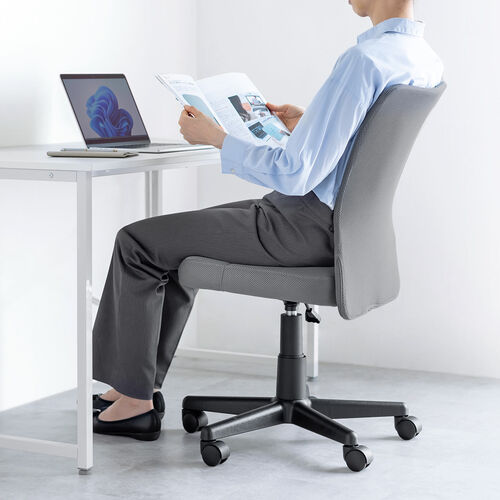 【アウトレット】極厚クッション オフィスチェア ミドルバック メッシュ背もたれ グレー