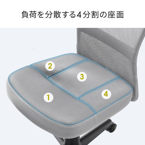 【アウトレット】極厚クッション オフィスチェア ミドルバック メッシュ背もたれ グレー