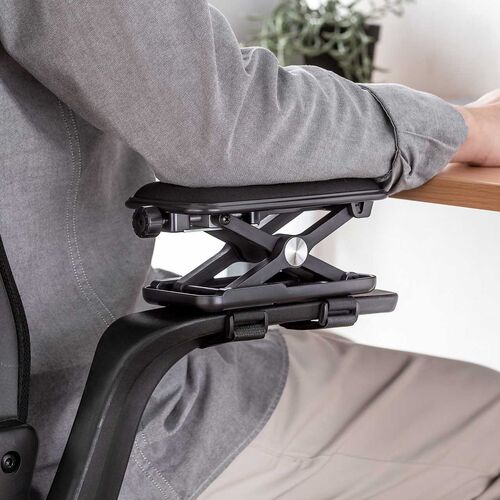 肘置きクッション アームレスト取り付け用 高さ調節可能 面ファスナー固定 ブラック