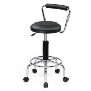 カウンターチェア 背もたれ 足置き キャスター付き ブラック