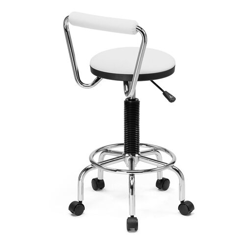 カウンターチェア 背もたれ 足置き キャスター付き ホワイト