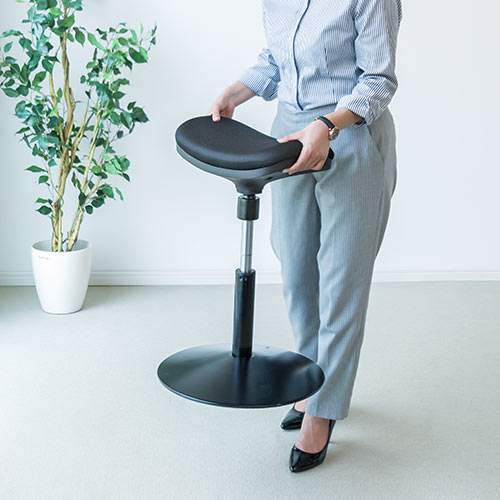 【アウトレット】ハイスツール 座面フレキシブル可動 ガス圧高さ調整 ブラック