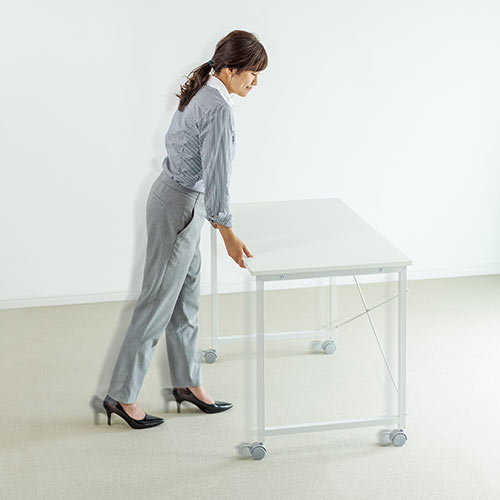 【アウトレット】キャスター付きワークデスク(幅100cm・奥行60cm・高さ70cm・ホワイト)