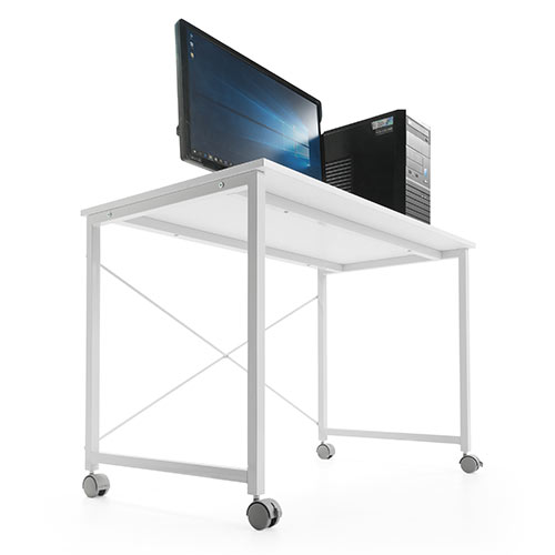 【アウトレット】キャスター付きワークデスク(幅100cm・奥行60cm・高さ70cm・ホワイト)