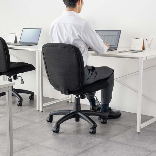 オフィスチェア 布張り ロッキング機能 キャスター付き ブラック