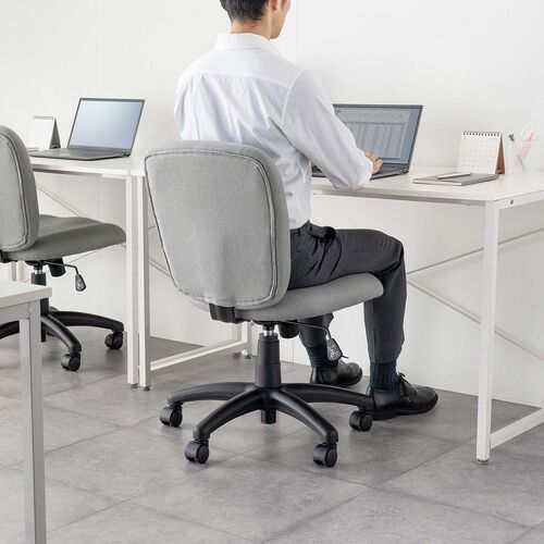 オフィスチェア 布張り ロッキング機能 キャスター付き グレー