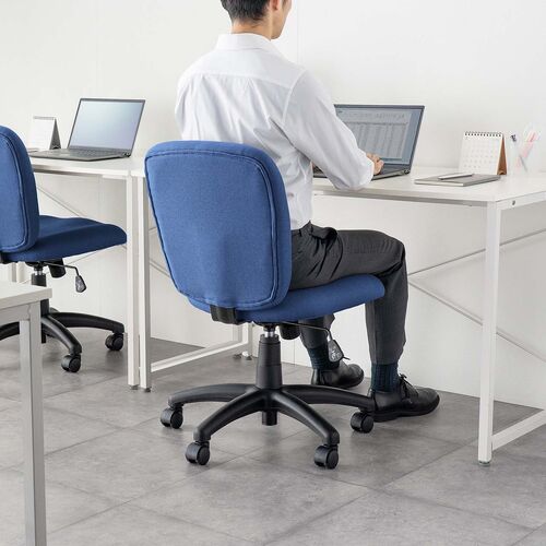 オフィスチェア 布張り ロッキング機能 キャスター付き ネイビー