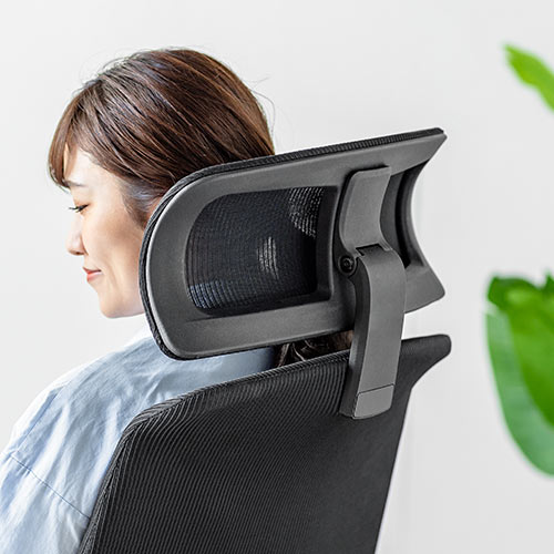 【アウトレット】メッシュチェア ハイバック ロッキング オフィス ヘッドレスト 肘掛け付き ブラック