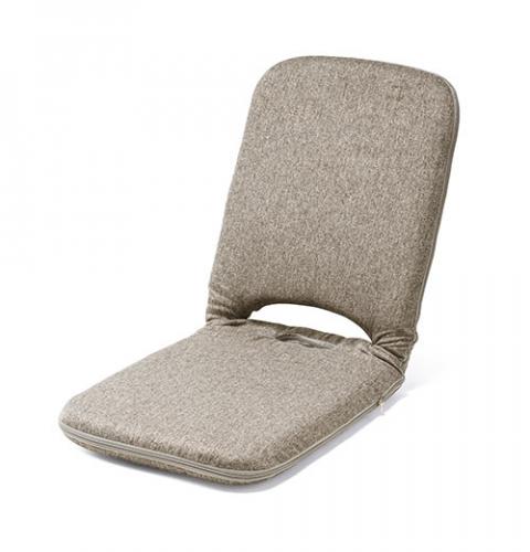 【アウトレット】折りたたみ座椅子 ファブリック 14段階リクライニング 持ち運び可能 持ち手付き ベージュ