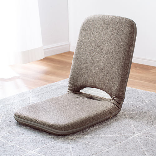 【アウトレット】折りたたみ座椅子 ファブリック 14段階リクライニング 持ち運び可能 持ち手付き ベージュ