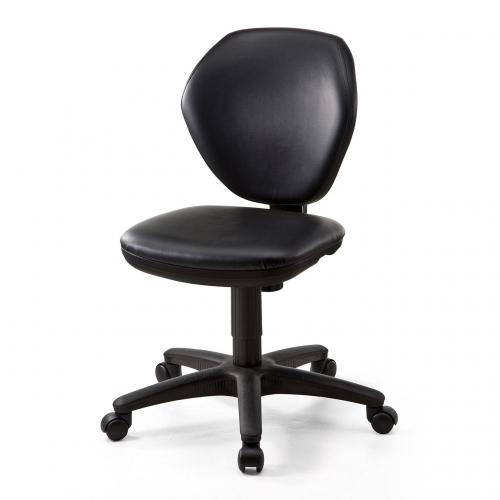 【アウトレット】オフィスチェア ビニールレザー張り ワークチェア ブラック 