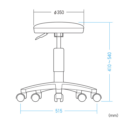 抗菌チェア 医療機関向け 耐アルコールレザー スツール キャスター付き ブラック SNC-RD5VBK