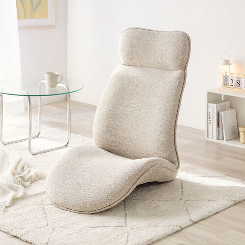 腰ラク座椅子 ヘッドレスト14段階 座面14段階 背もたれ6段階 角度調節 ウレタンクッション ベージュ