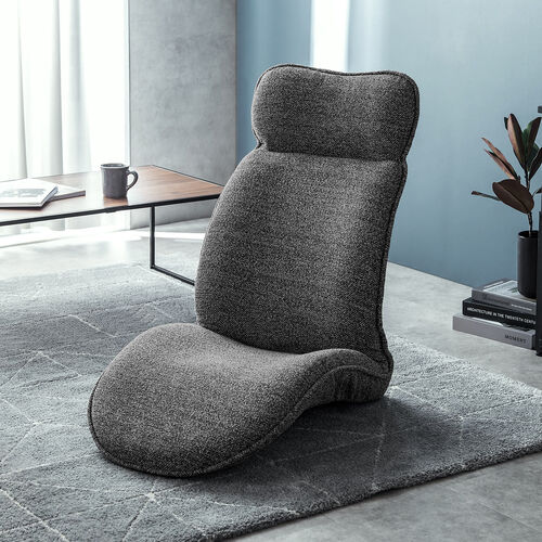 腰ラク座椅子 ヘッドレスト14段階 座面14段階 背もたれ6段階 角度調節 ウレタンクッション ブラック