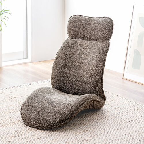 腰ラク座椅子 ヘッドレスト14段階 座面14段階 背もたれ6段階 角度調節 ウレタンクッション ブラウン