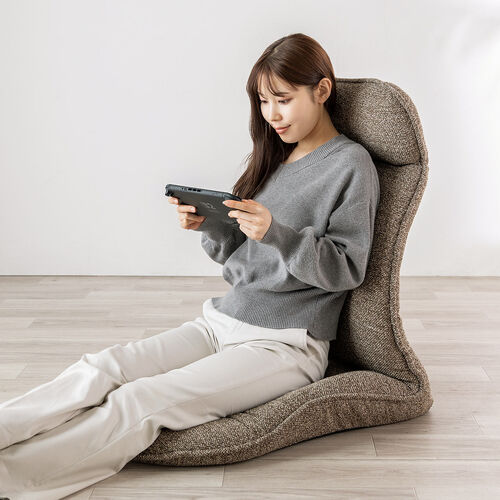 腰ラク座椅子 ヘッドレスト14段階 座面14段階 背もたれ6段階 角度調節 ウレタンクッション ブラウン