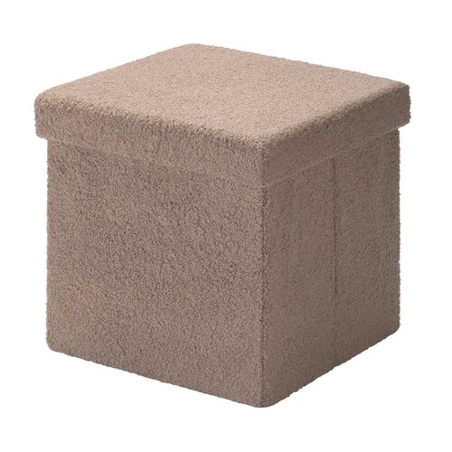 もこもこ 折りたたみ収納スツール ボア生地 幅38cm 耐荷重100kg ボックススツール ブラウン