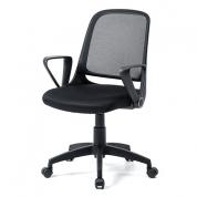 【在庫限り】メッシュチェア 跳ね上げ式アームレスト ミドルバック ブラック