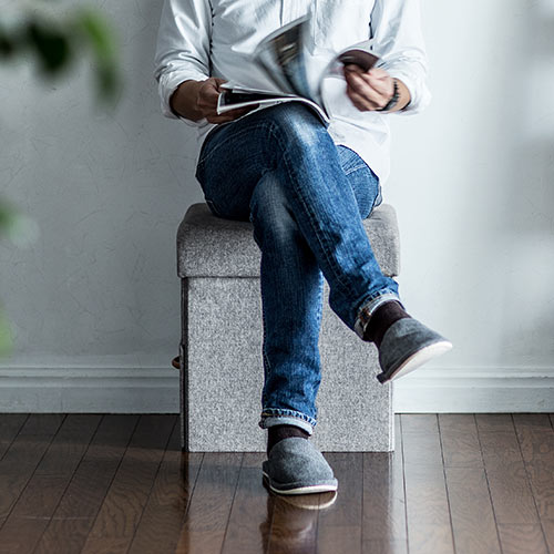 【アウトレット】折りたたみ収納スツール(引き出しタイプ・座面取り外し可能・耐荷重100kg・グレー)